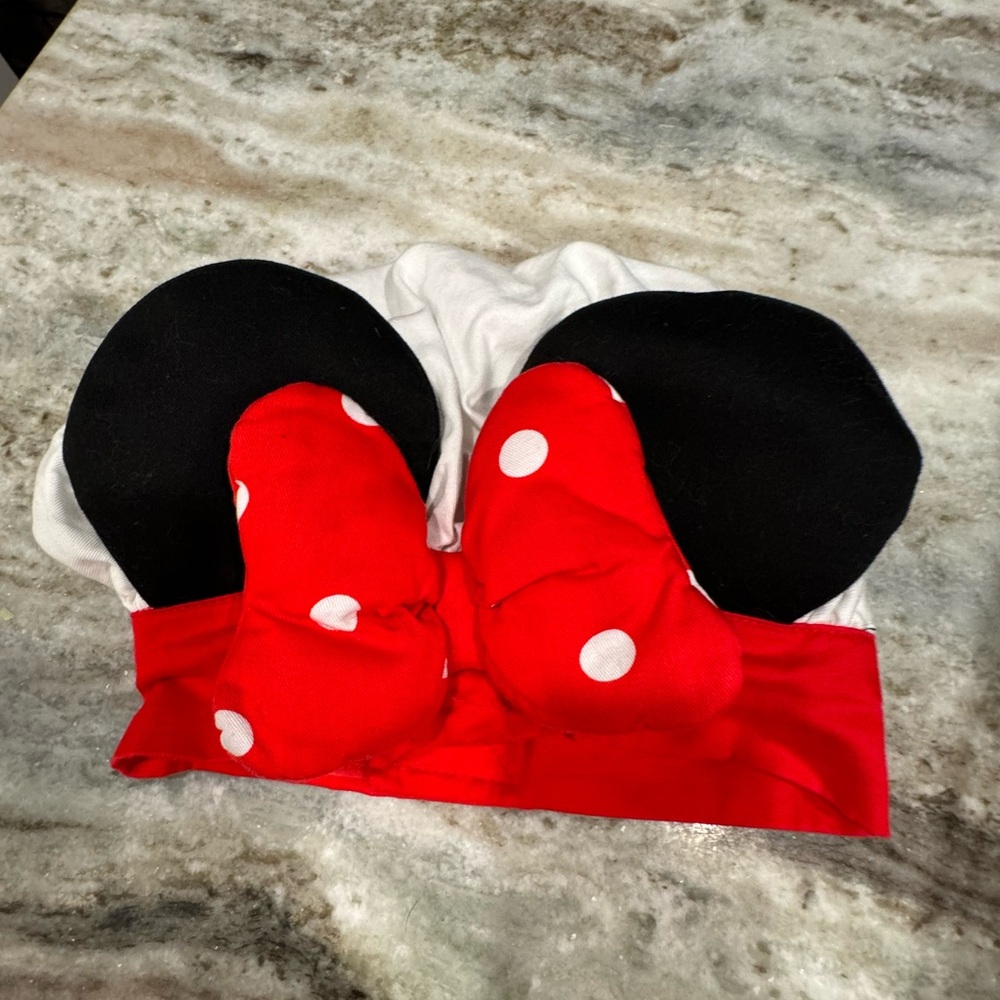 Disney Minnie Mouse Chef's Hat White with Black Ears and Polka dot bow. One size
